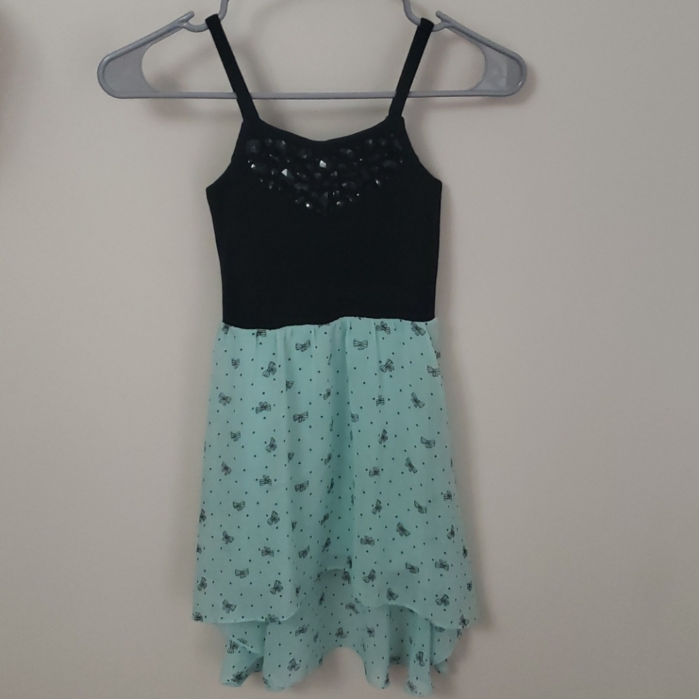 Mint green and black dress